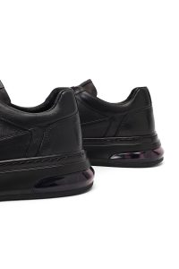 کتونی مردانه چرمی مشکی بندی با زیره ضخیم دری مد