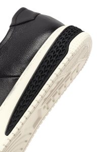 کتونی مردانه چرمی مشکی بندی با زیره ضخیم دری مد