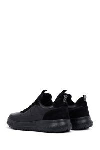 کتونی مردانه چرمی مشکی بندی زیره ضخیم دری‌مد