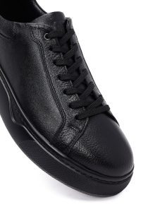 کتونی مردانه چرمی مشکی بندی زیره ضخیم دری‌مد