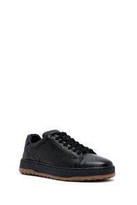 کتونی مردانه چرمی مشکی بندی زیره ضخیم دری‌مد