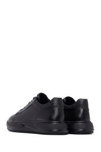 کتونی مردانه چرمی مشکی بندی زیره ضخیم دری‌مد