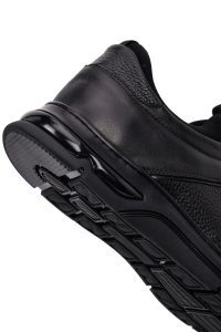 کتونی مردانه چرمی مشکی بندی زیره ضخیم کژوال دری‌مد