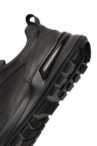 کتونی مردانه چرمی مشکی بندی کژوال با زیره ضخیم دری مد