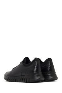 کتونی مردانه چرمی مشکی بندی کژوال با زیره ضخیم دری مد