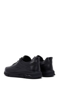 کتونی مردانه چرمی مشکی بندی کژوال دری‌مد