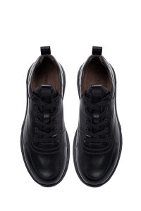 کتونی مردانه چرمی مشکی بندی کژوال دری‌مد