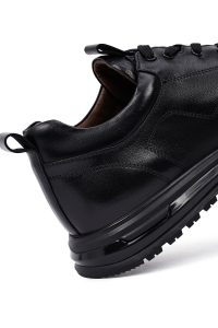 کتونی مردانه چرمی مشکی بندی کژوال دری‌مد