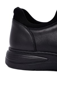 کتونی مردانه چرمی مشکی بندی کژوال دری‌مد