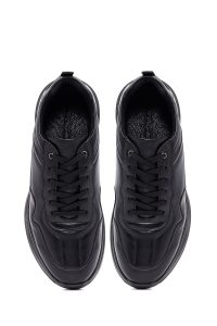 کتونی مردانه چرمی مشکی بندی کژوال دری‌مد