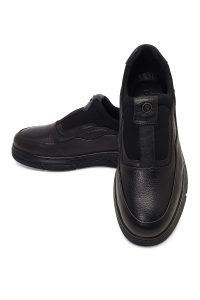 کتونی مردانه چرمی مشکی کژوال راحتی با زیره ضخیم دری مد