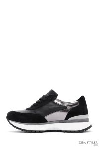 کتونی چرمی بند دار مشکی زنانه دری مد