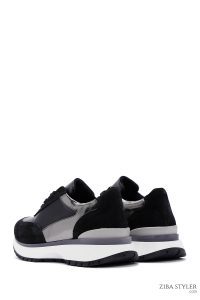 کتونی چرمی بند دار مشکی زنانه دری مد