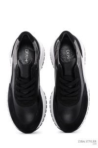 کتونی چرمی بند دار مشکی زنانه دری مد