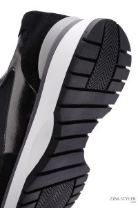 کتونی چرمی بند دار مشکی زنانه دری مد