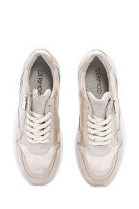 کتونی چرمی پاشنه دار بژ زنانه دری مد