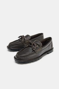 کفش دک زنانه چرمی زیره عاج‌دار زارا – ZARA