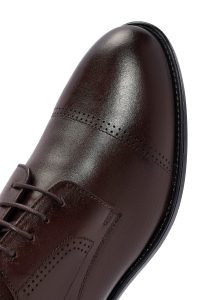 کفش رسمی مردانه قهوه‌ای چرمی بنددار دری مد