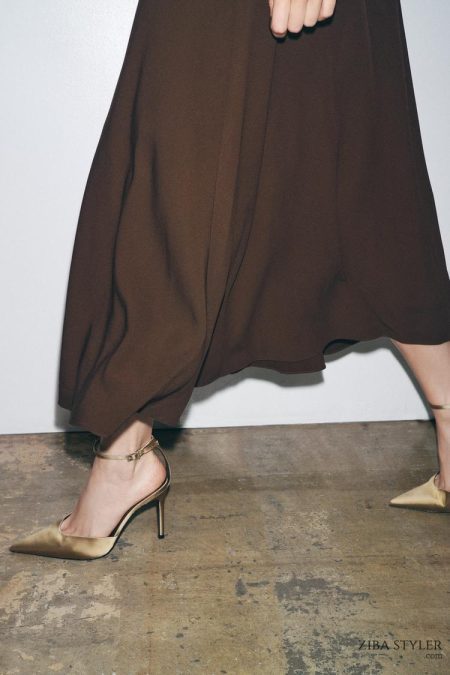 کفش زنانه ساتن پاشنه بلند با بند زارا – ZARA