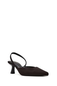 کفش زنانه مشکی پاشنه نازک کوتاه پشت باز دری مد