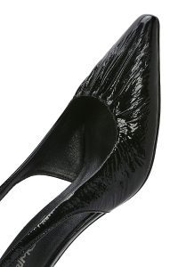 کفش زنانه مشکی چرم پاشنه نازک پشت باز دری مد