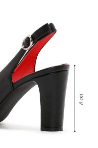 کفش زنانه مشکی چرم پاشنه‌ضخیم پشت باز دری مد