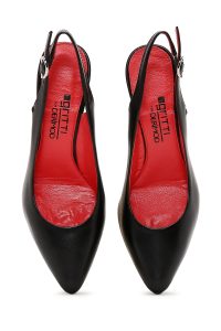 کفش زنانه مشکی چرم پاشنه‌ضخیم پشت باز دری مد