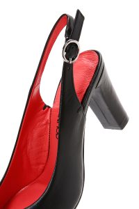 کفش زنانه مشکی چرم پاشنه‌ضخیم پشت باز دری مد