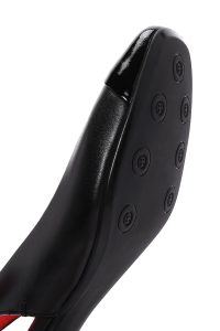 کفش زنانه مشکی چرم پاشنه‌ضخیم کوتاه پشت باز دری مد