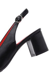 کفش زنانه مشکی چرم پاشنه‌ضخیم کوتاه پشت باز دری مد