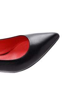 کفش زنانه مشکی چرم پاشنه‌ضخیم کوتاه پشت باز دری مد