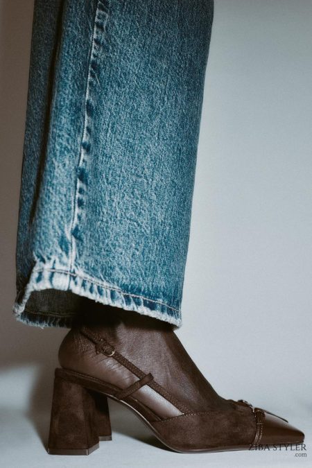 کفش زنانه پشت‌باز پاشنه بلوکی زارا – ZARA