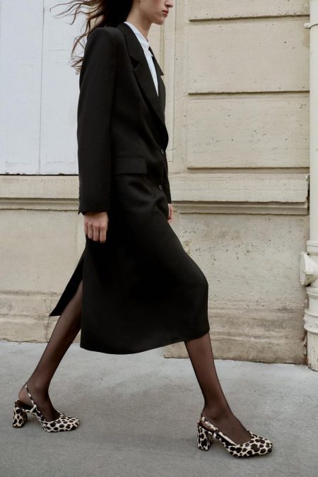 کفش زنانه پشت‌باز چرم طرح حیوانات زارا – ZARA