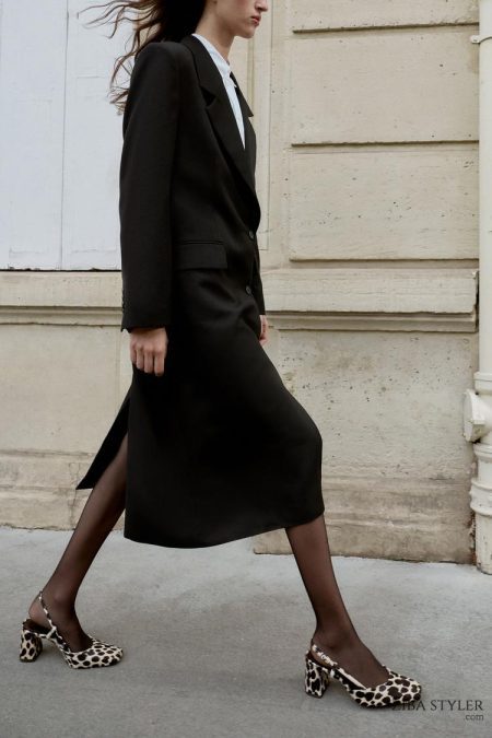 کفش زنانه پشت‌باز چرم طرح حیوانات زارا – ZARA