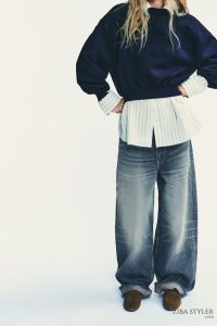 کفش لوفر زنانه جیر دوخته‌دار زارا – ZARA