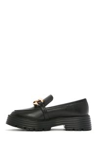 کفش لوفر زنانه مشکی زیره ضخیم دری مد