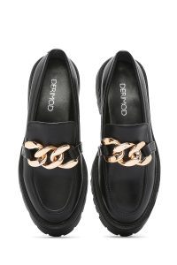 کفش لوفر زنانه مشکی زیره ضخیم دری مد