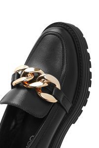 کفش لوفر زنانه مشکی زیره ضخیم دری مد