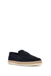 کفش لوفر مردانه جیر سرمه‌ای کژوال دری مد