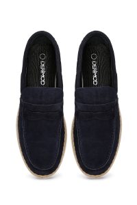 کفش لوفر مردانه جیر سرمه‌ای کژوال دری مد