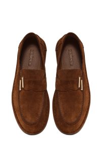 کفش لوفر مردانه جیر عسلی کژوال دری مد