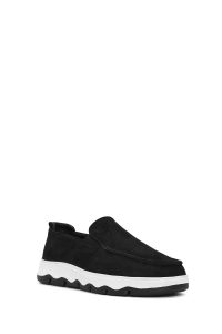 کفش لوفر مردانه چرم نوبوک مشکی راحتی دری مد