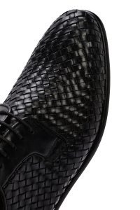 کفش مردانه مشکی چرم بافت‌دار کلاسیک کفش دری مد