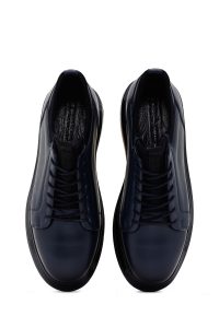 کفش مردانه چرم سرمه‌ای پاشنه ضخیم بندی کژوال دری مد