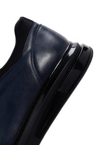 کفش مردانه چرم سرمه‌ای پاشنه ضخیم بندی کژوال دری مد