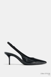 کفش پاشنه بلند زنانه پشت باز بافت‌دار زارا – ZARA