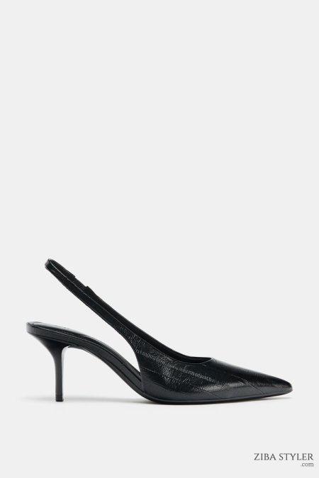 کفش پاشنه بلند زنانه پشت باز بافت‌دار زارا – ZARA