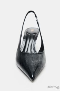 کفش پاشنه بلند زنانه پشت باز بافت‌دار زارا – ZARA