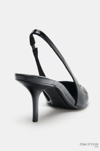 کفش پاشنه بلند زنانه پشت باز بافت‌دار زارا – ZARA
