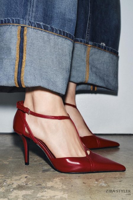 کفش پاشنه بلند زنانه چرمی بندی زارا – ZARA